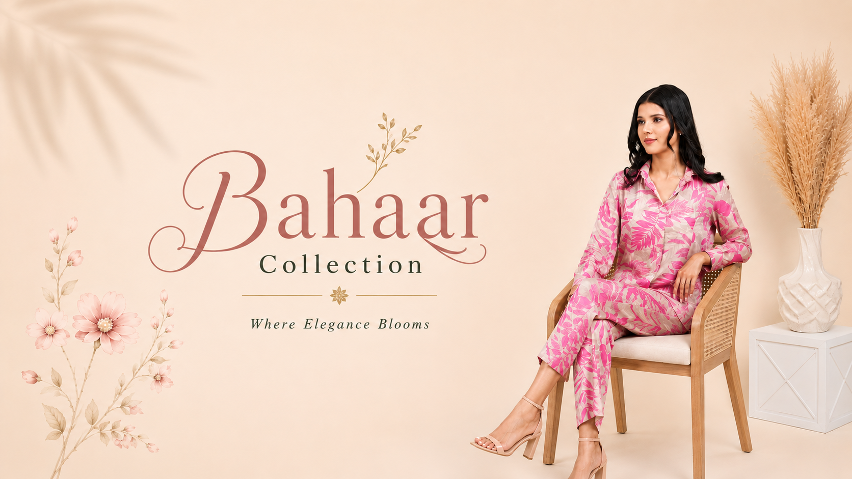 Bahaar Collection pink floral co-ord set