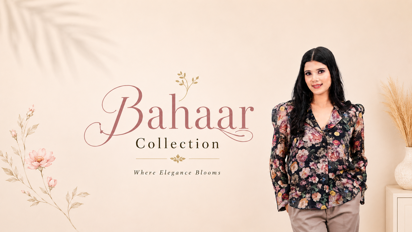 Bahaar Collection black floral shirt