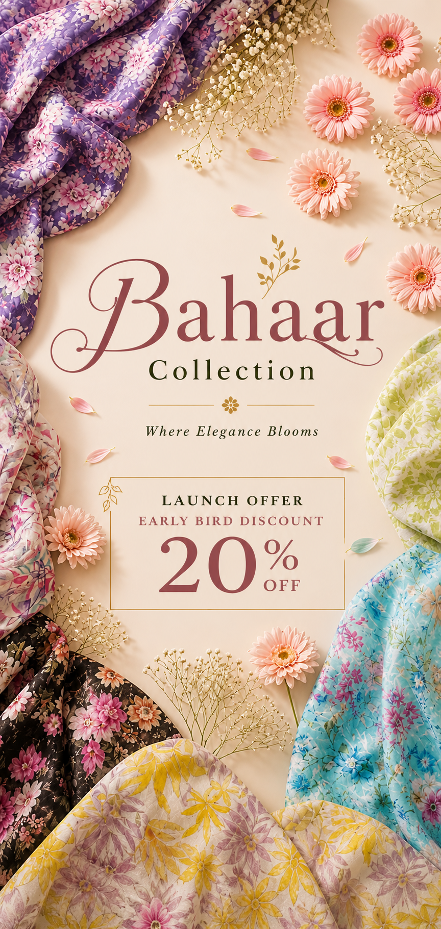 Bahaar Collection launch offer with floral fabrics