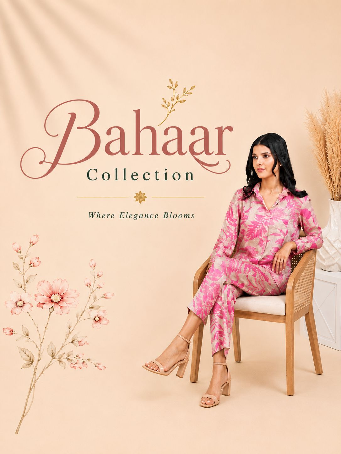Bahaar Collection pink floral co-ord set