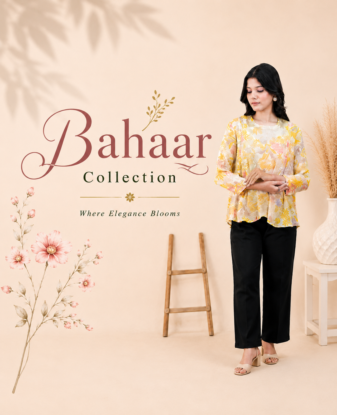 Bahaar Collection yellow floral top