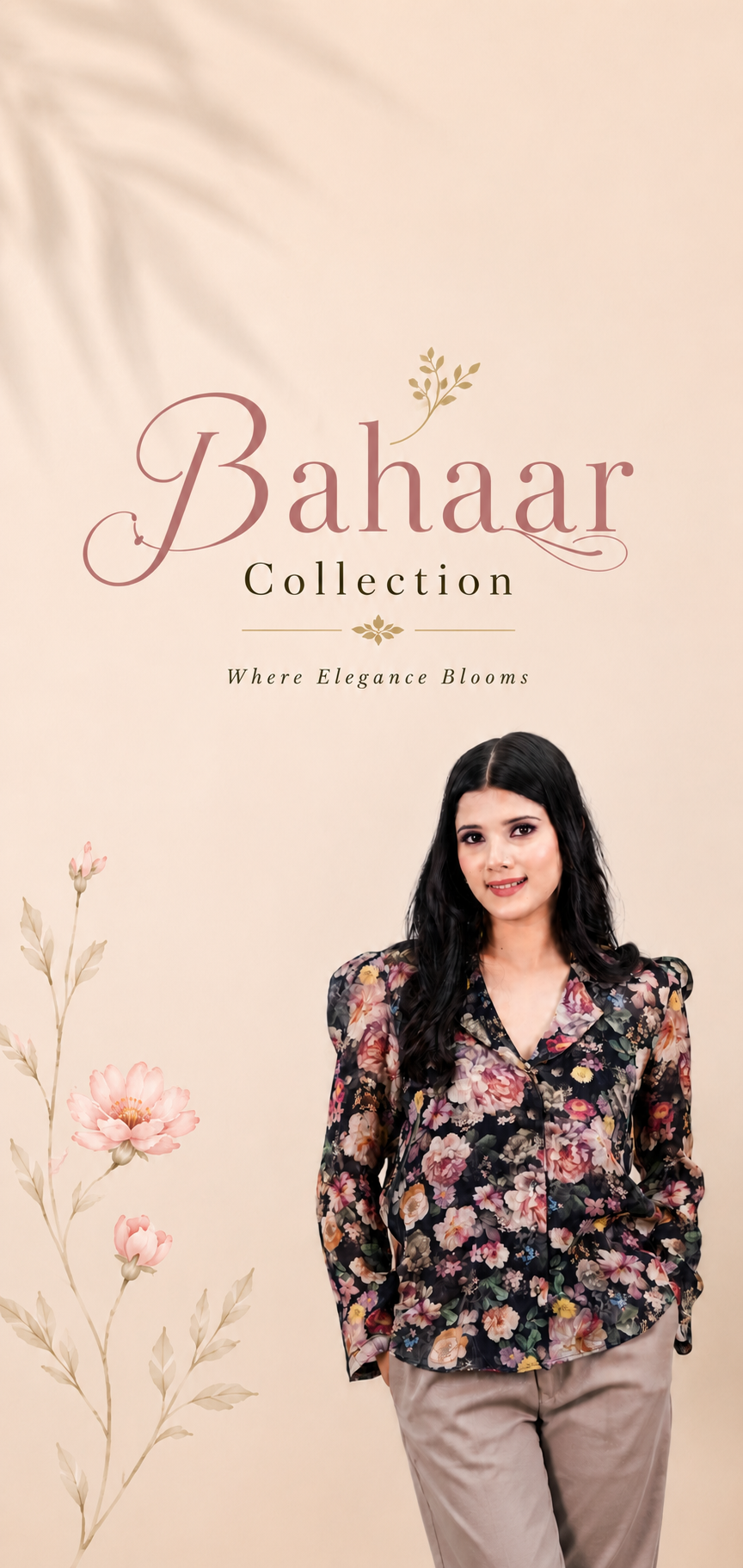 Bahaar Collection black floral shirt