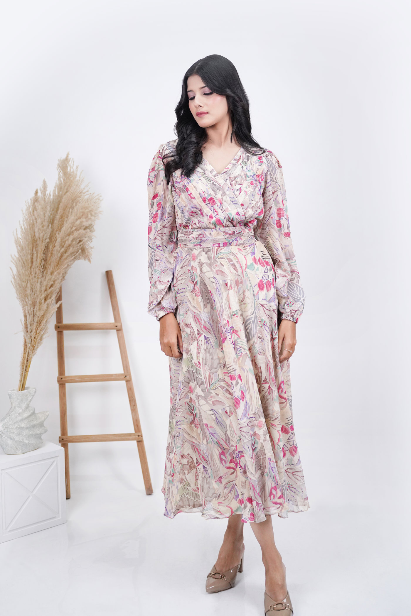 Gulrez Georgette Pleated Dress