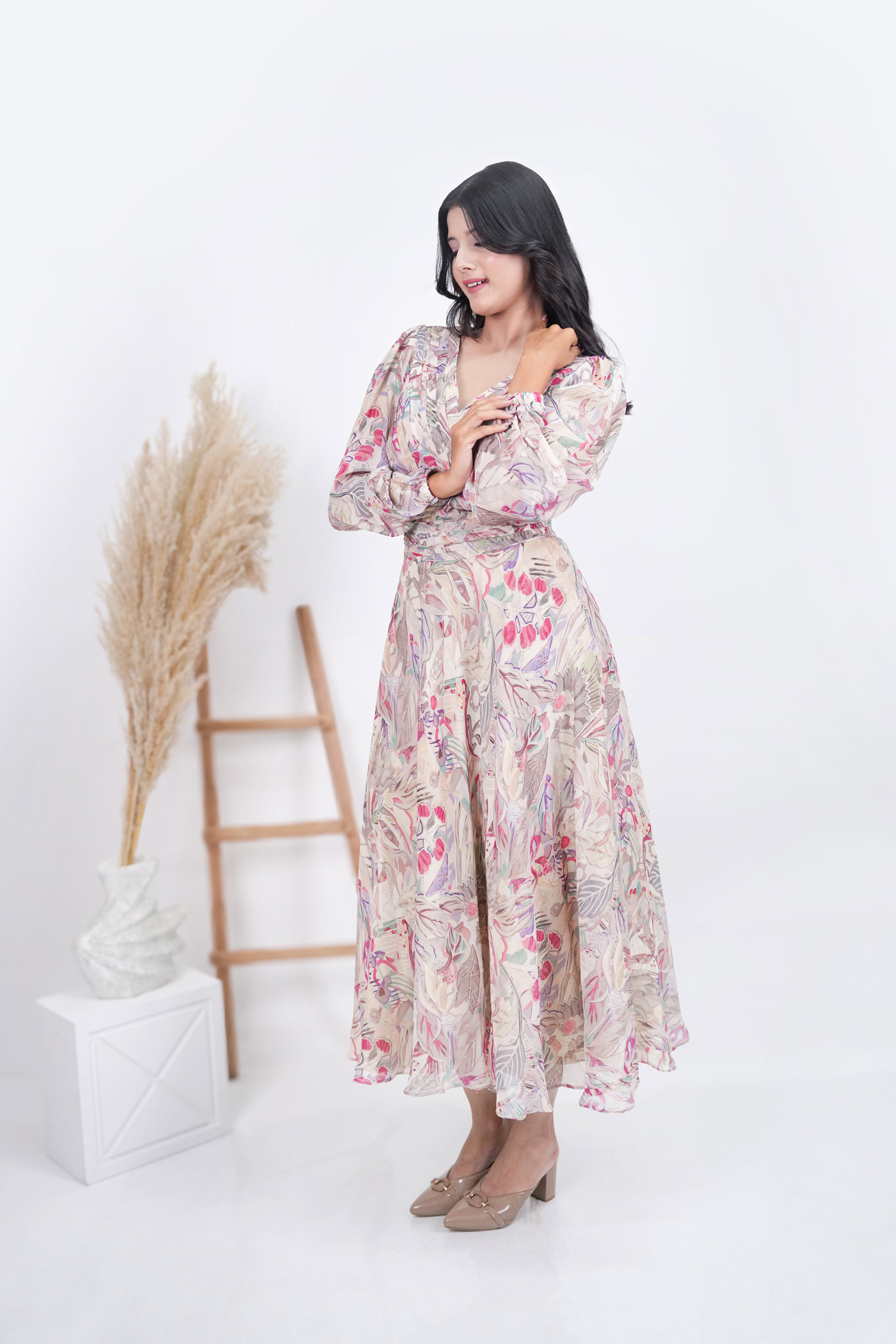 Gulrez Georgette Pleated Dress