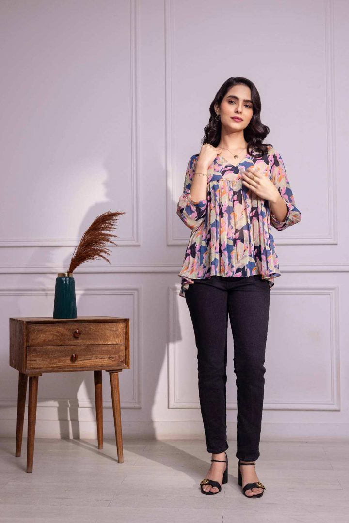 Khwaab Georgette Pleated Top